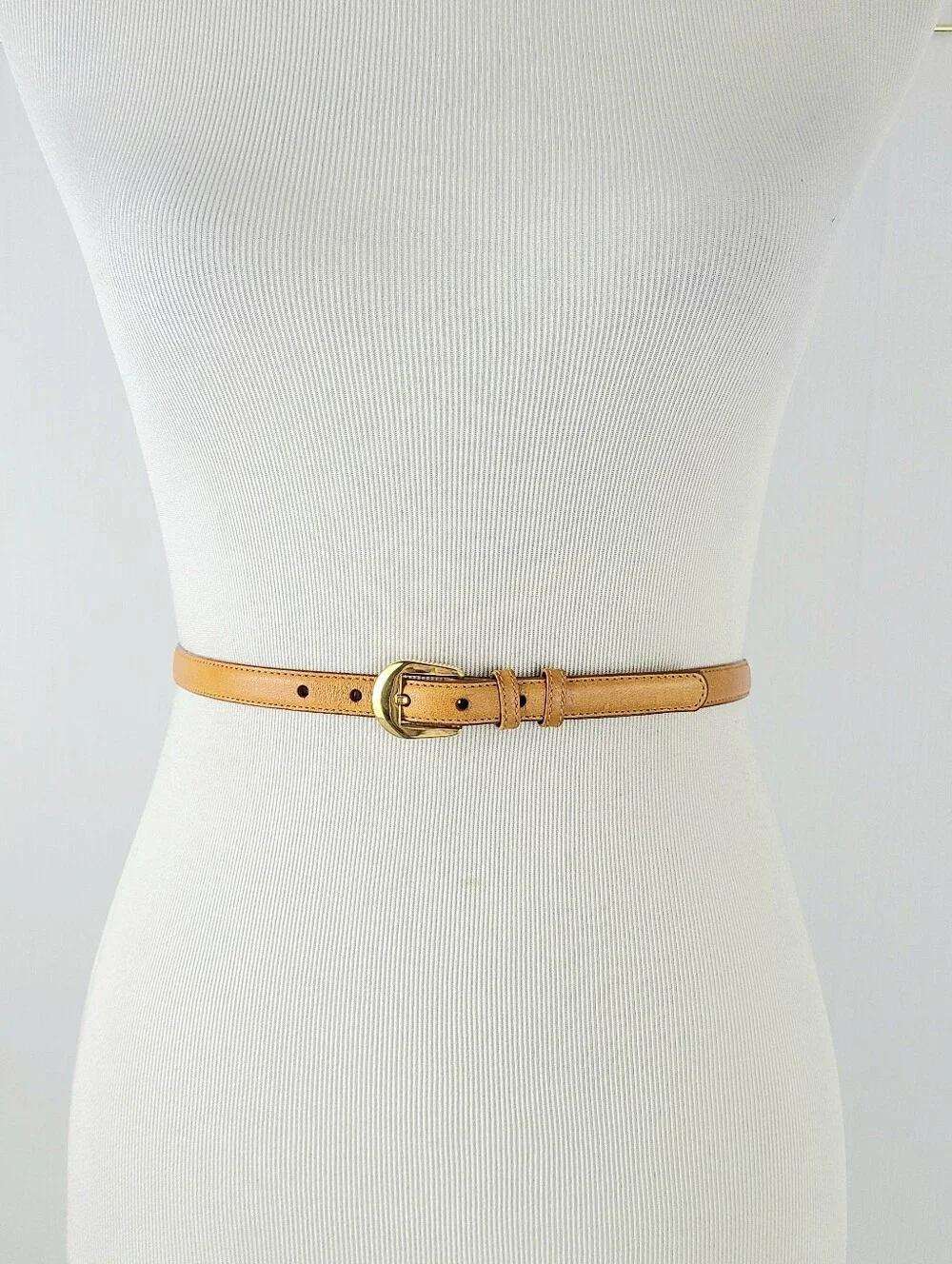 Pierre Cardin Tan Full Grain Cowhide Skinny Vintage Belt